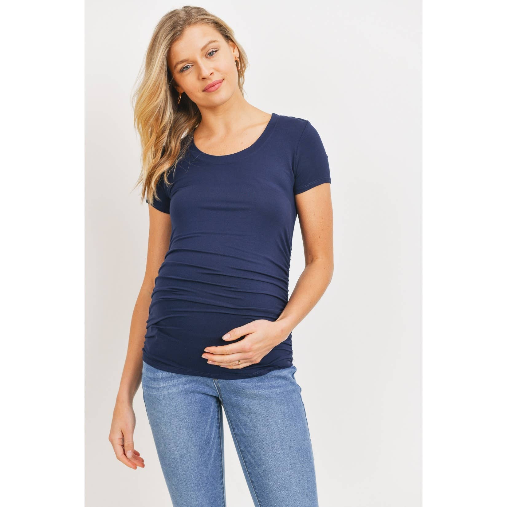 Ruched Short Sleeve Maternity T-Shirt