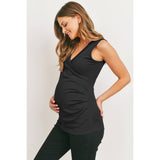Ruched Surplice Maternity Nursing Tank Top