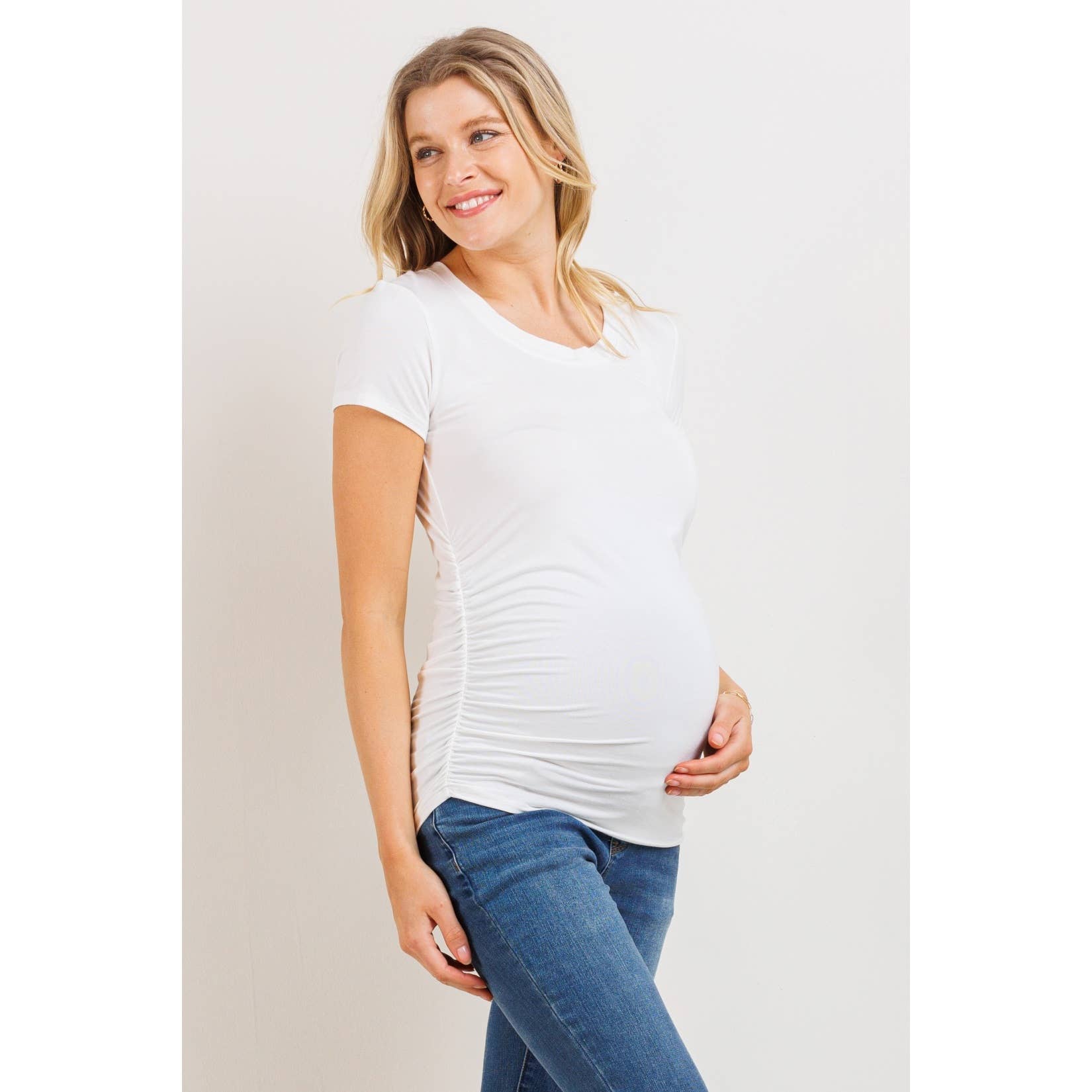 Ruched Short Sleeve Maternity T-Shirt