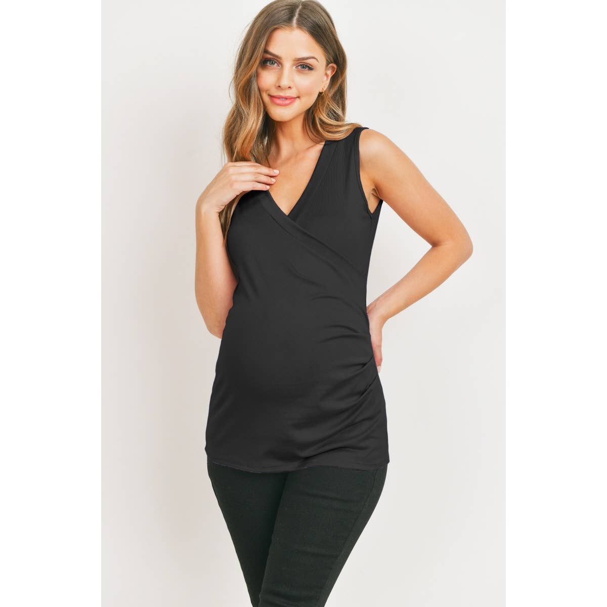 Ruched Surplice Maternity Nursing Tank Top