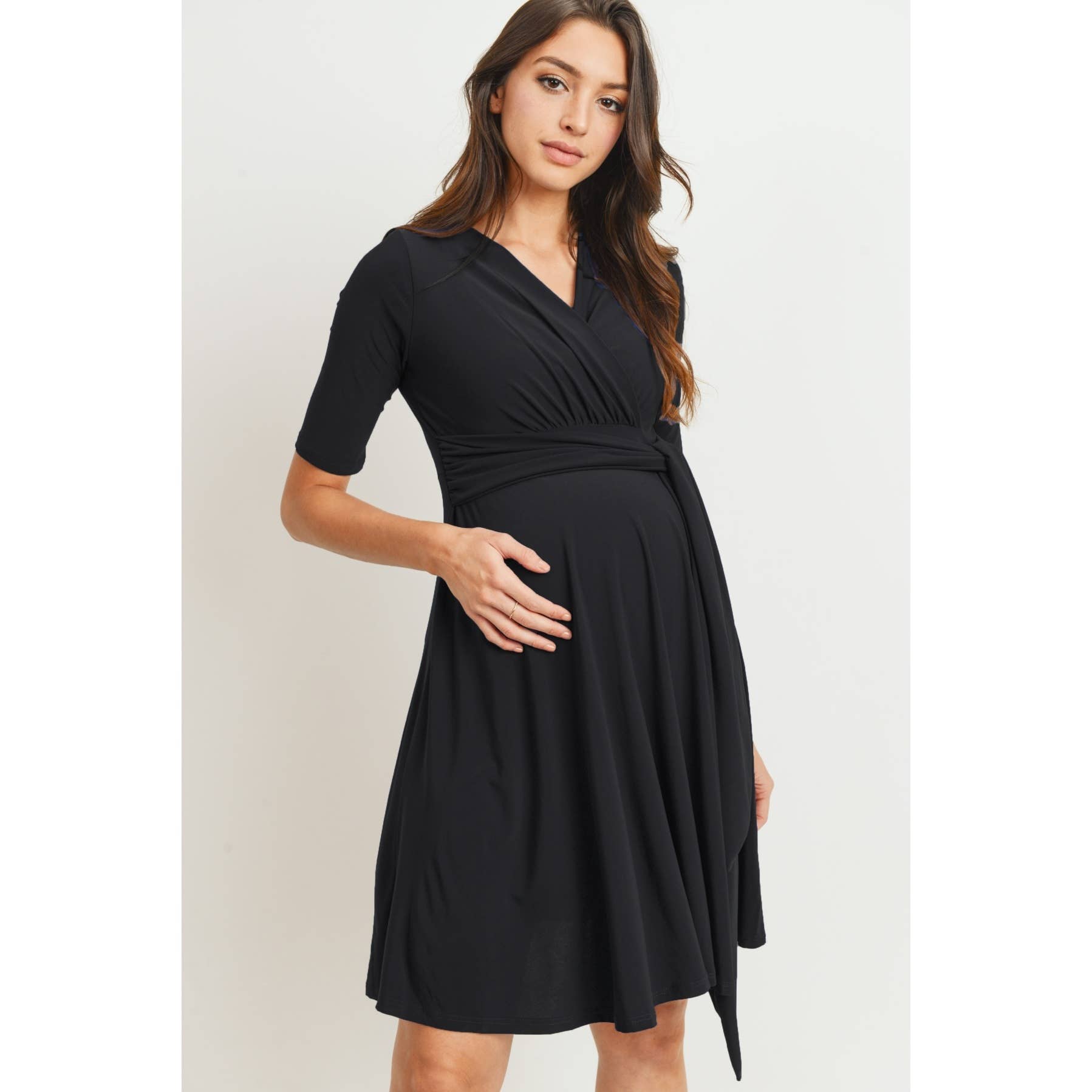 Surplice Side Tie Maternity Nursing Dress