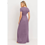 Surplice Maternity Nursing Short Sleeve Maxi Dress