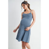 Ribbed Sleeveless Maternity Skater Dress