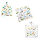 Stephen Joseph Bamboo dino Blanket & Beanie Set