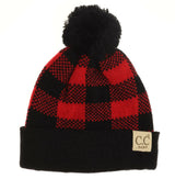 Baby buffalo plaid Pom beanie