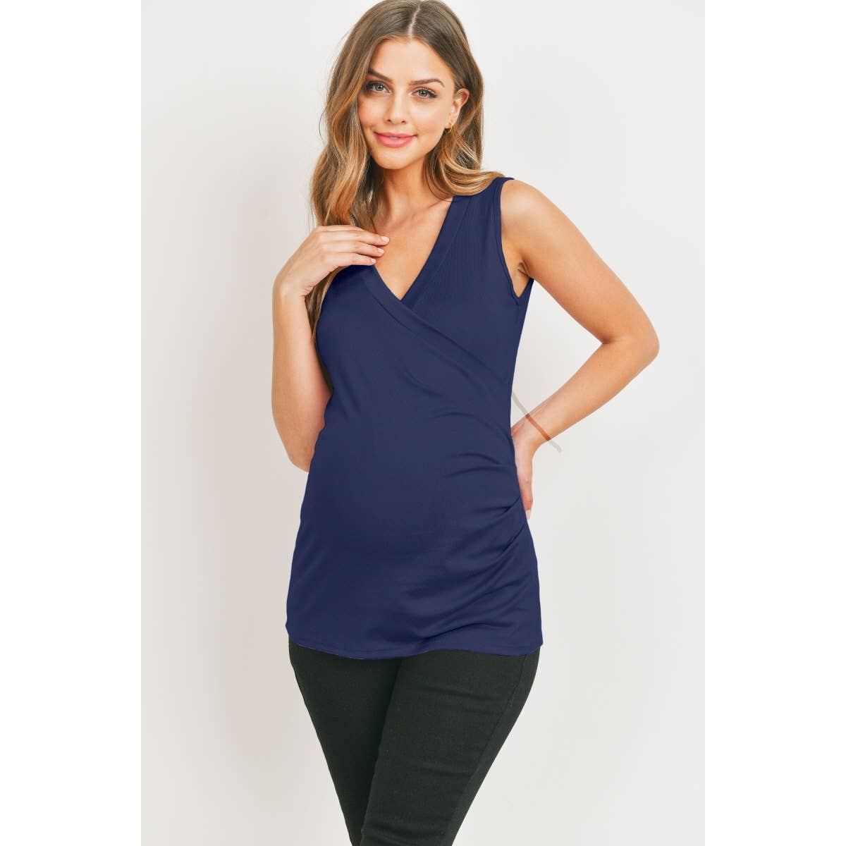 Ruched Surplice Maternity Nursing Tank Top