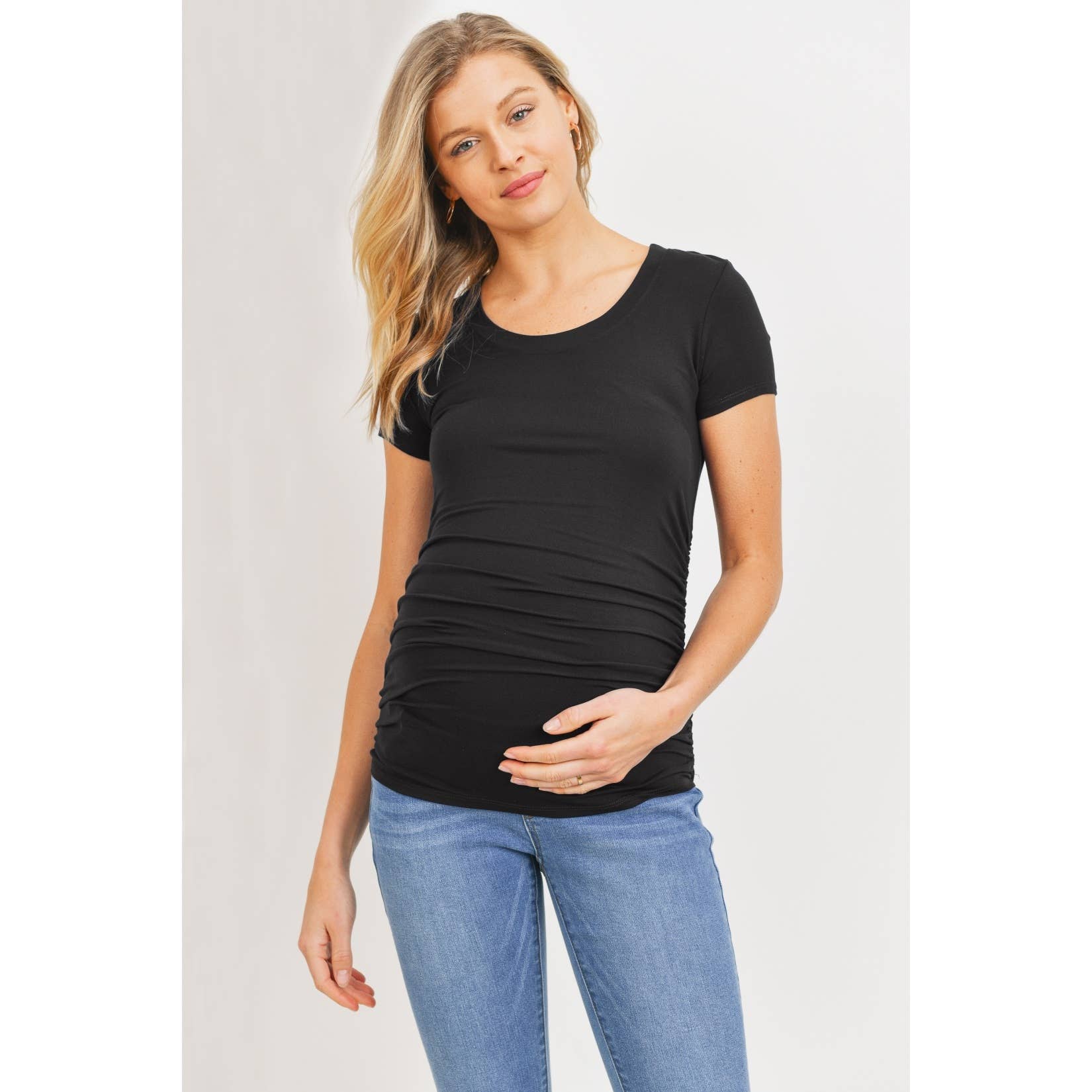 Ruched Short Sleeve Maternity T-Shirt