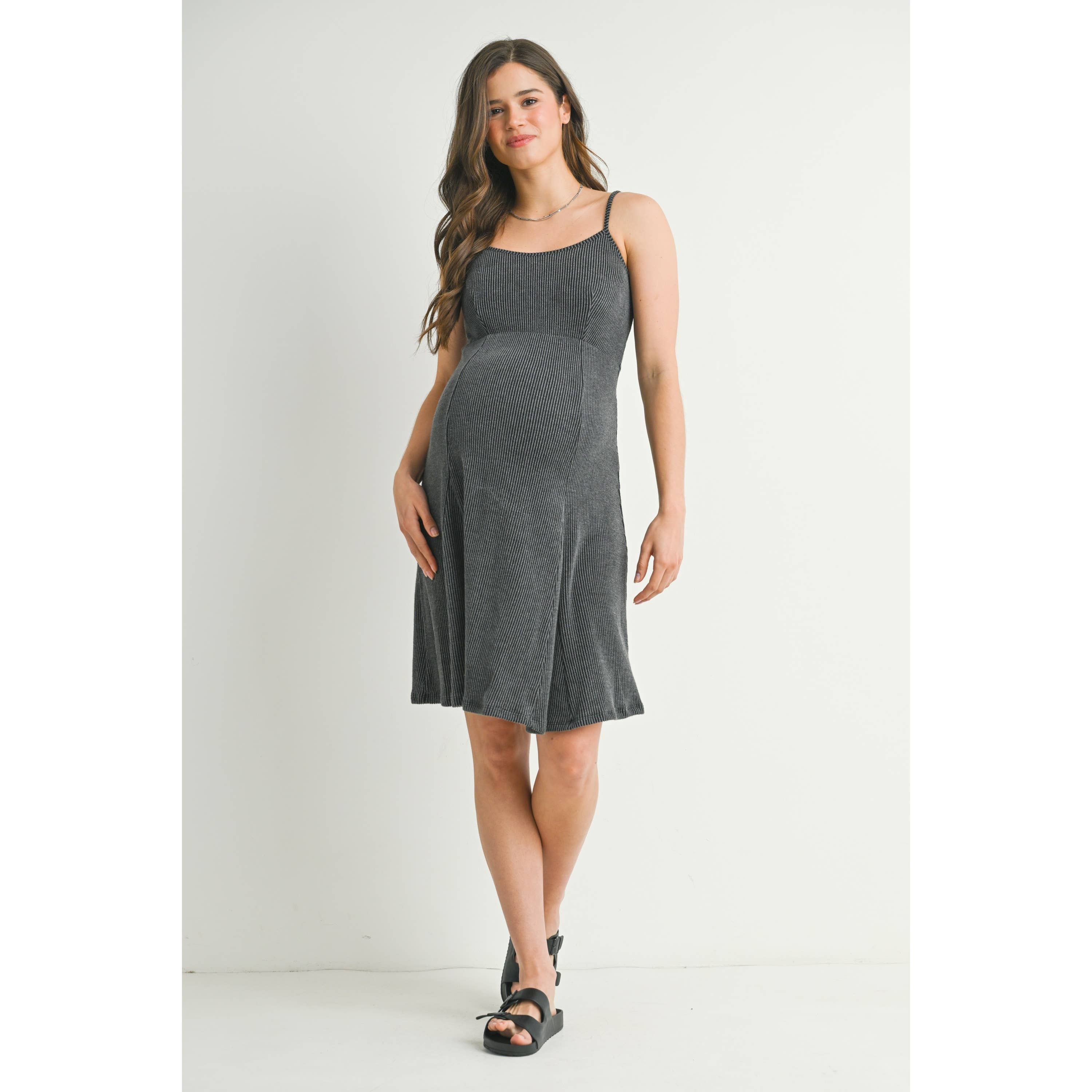 Ribbed Sleeveless Maternity Skater Dress