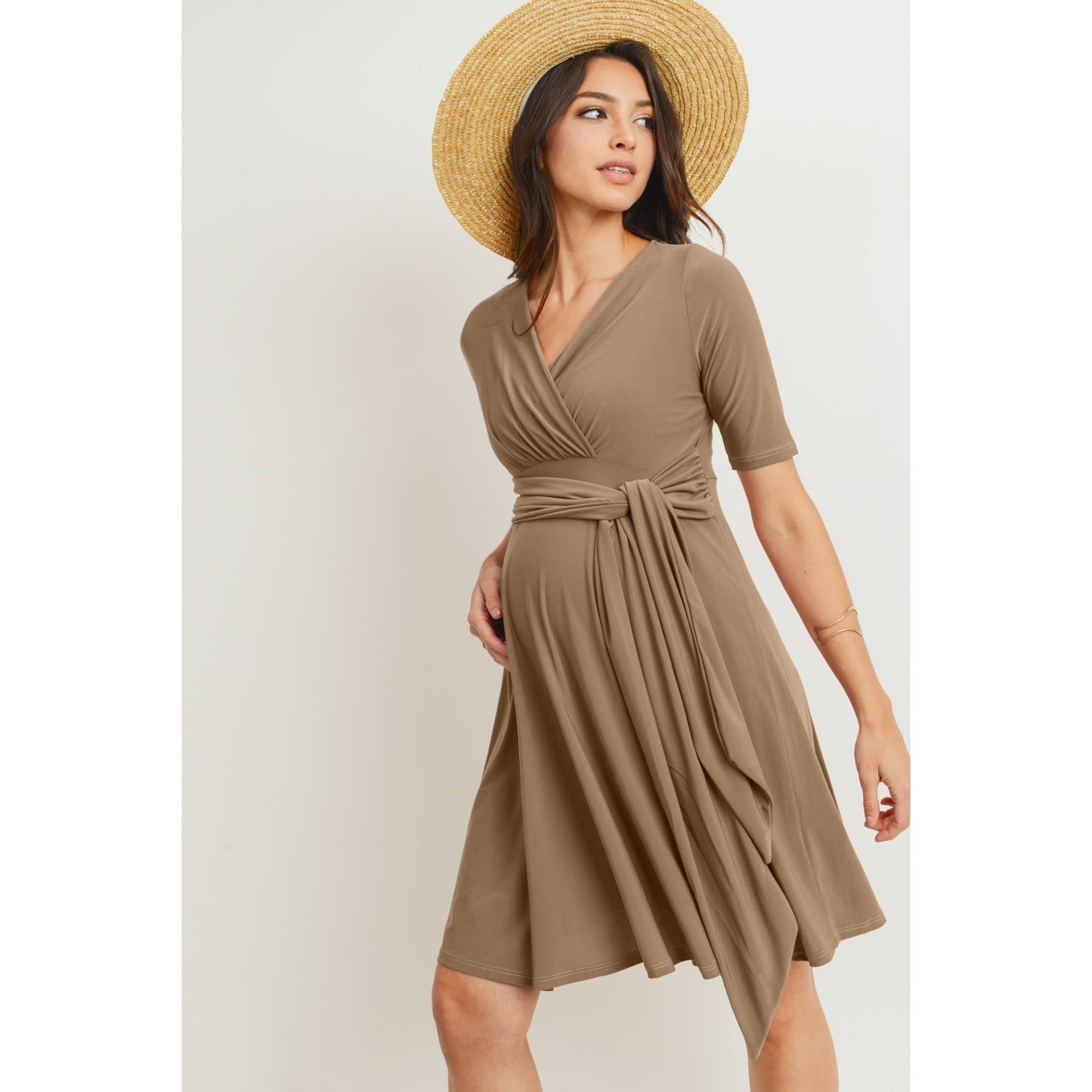 Surplice Side Tie Maternity Nursing Dress