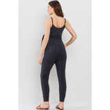 Sleeveless Belted Maternity Knit Jumpsuit