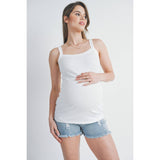 Ribbed Scoop Neck Maternity Solid Tank Top