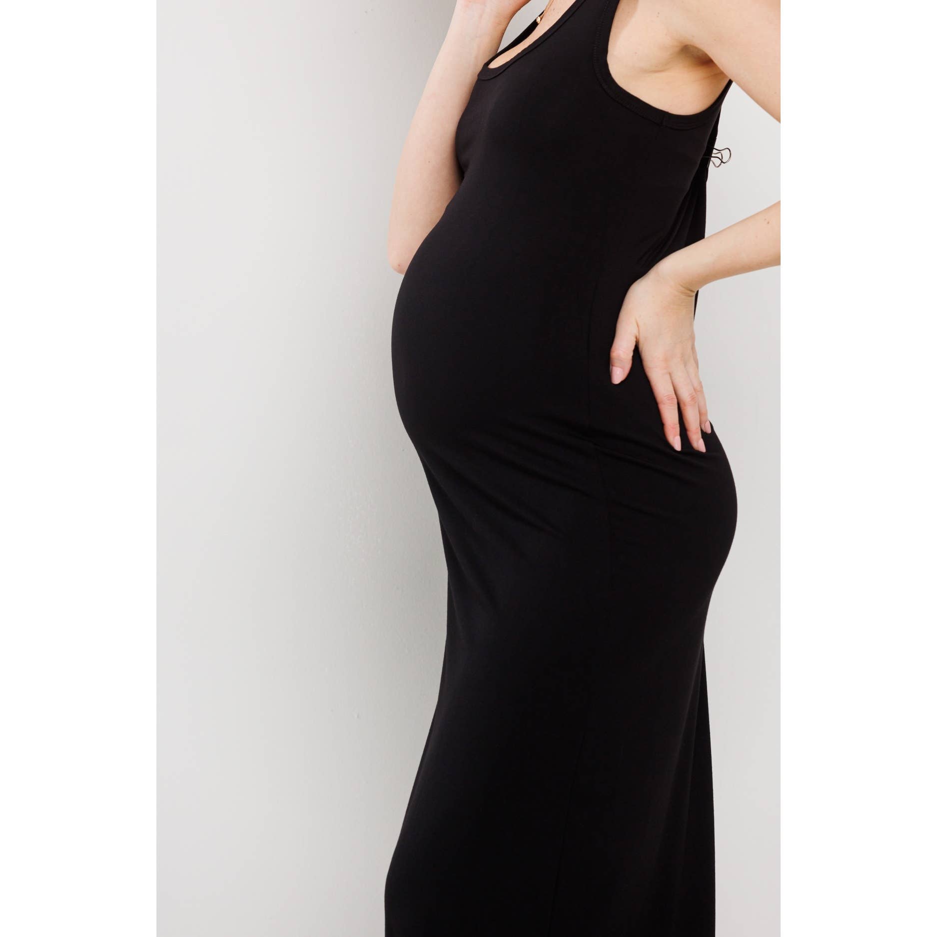 Scoop Neck Maternity Jersey Tank Top Maxi Dress
