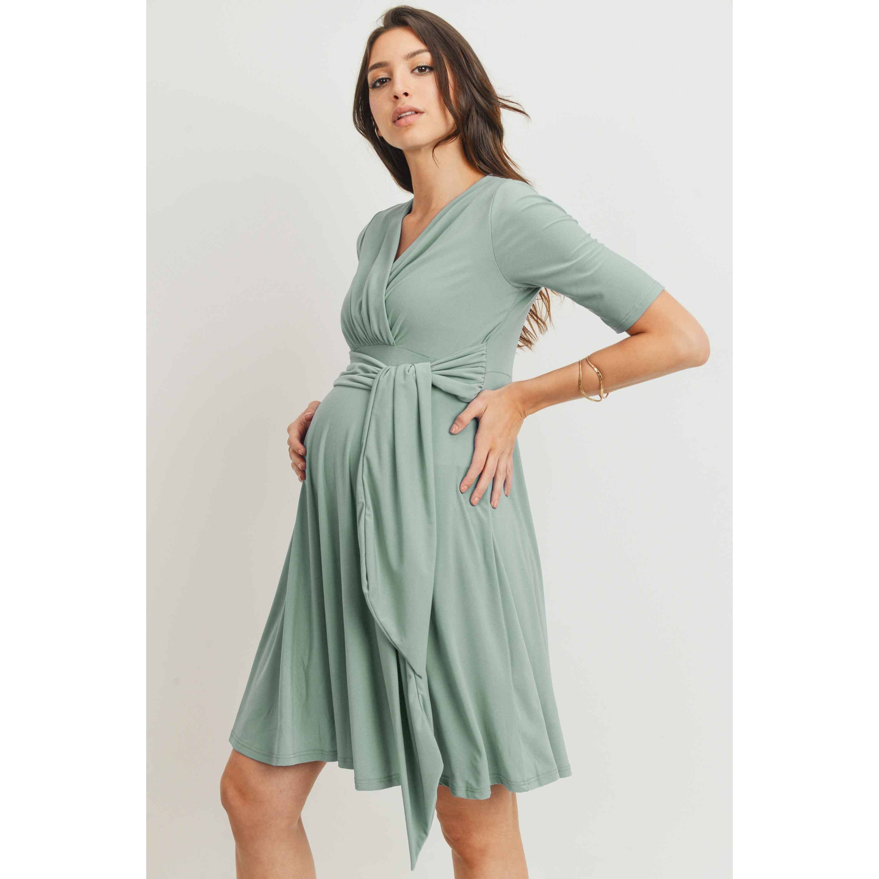 Surplice Side Tie Maternity Nursing Dress