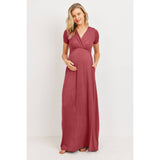 Surplice Maternity Nursing Short Sleeve Maxi Dress
