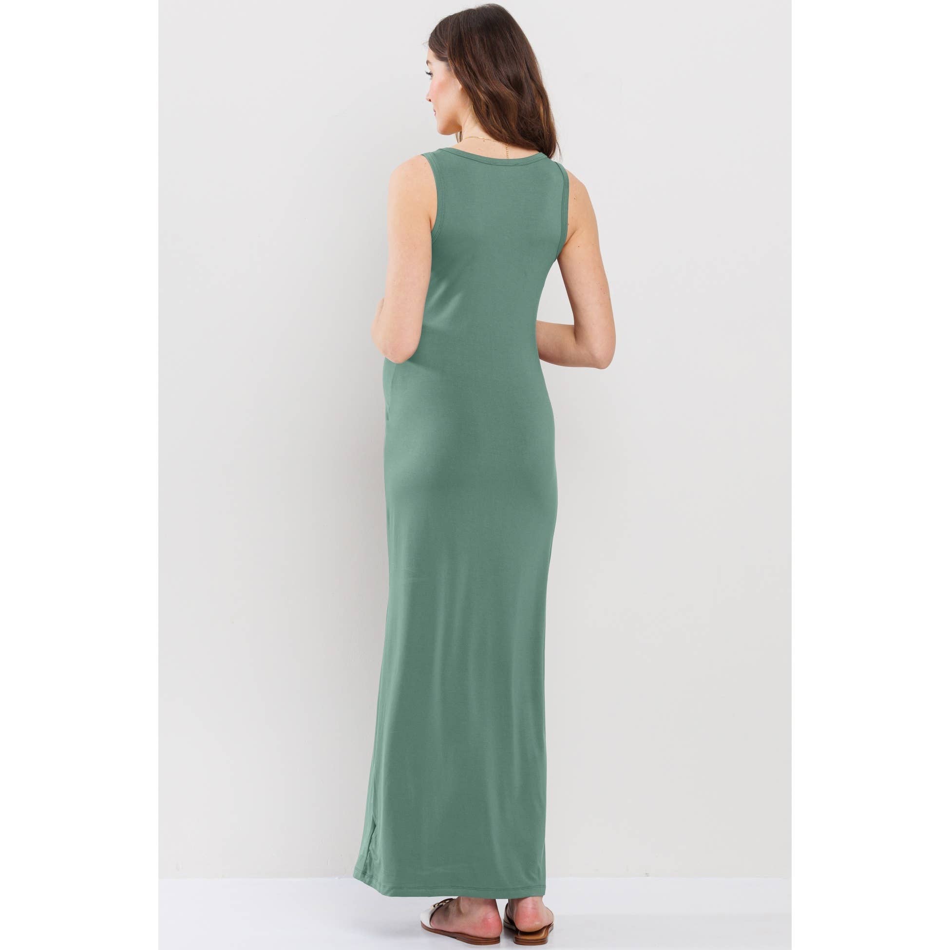 Scoop Neck Maternity Jersey Tank Top Maxi Dress