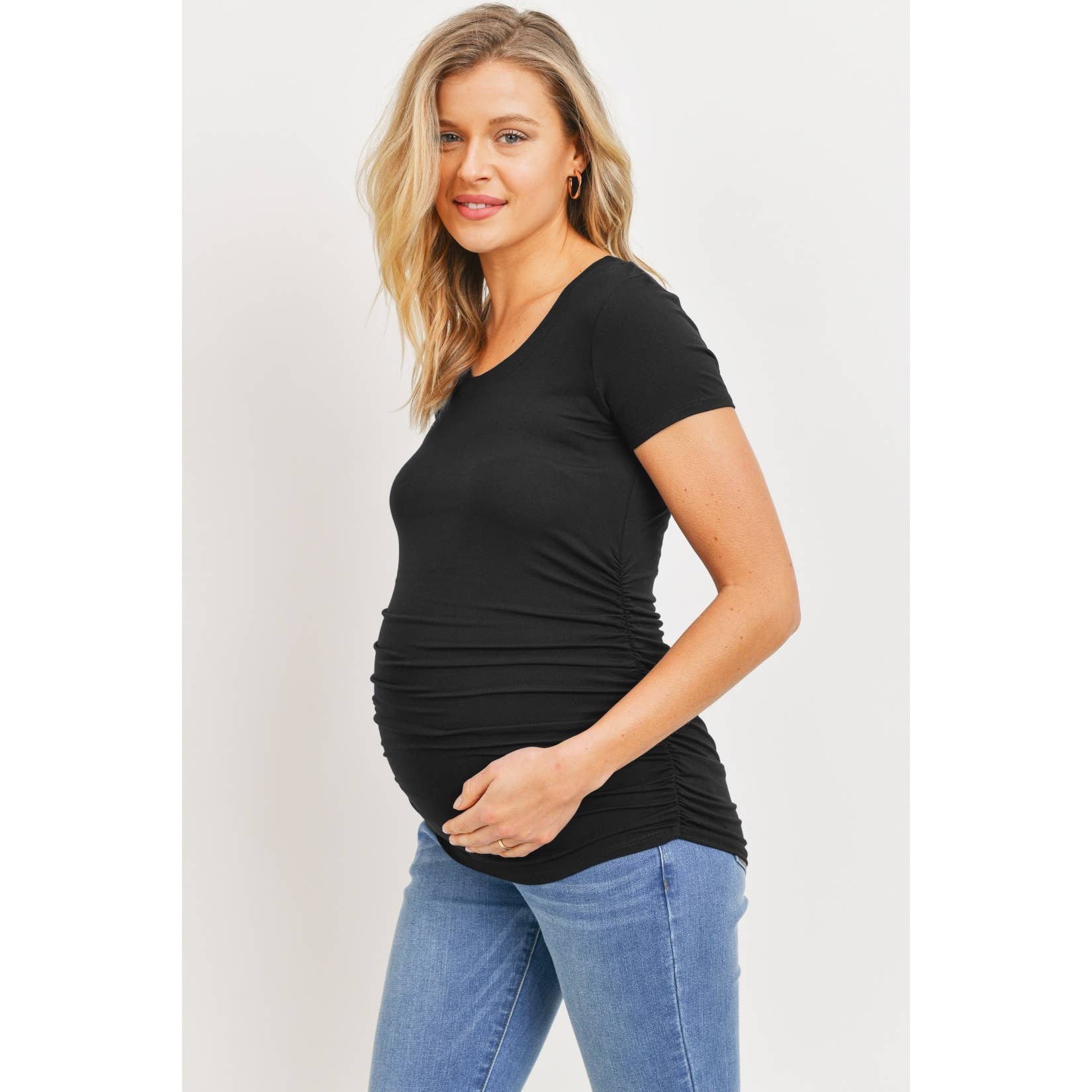 Ruched Short Sleeve Maternity T-Shirt