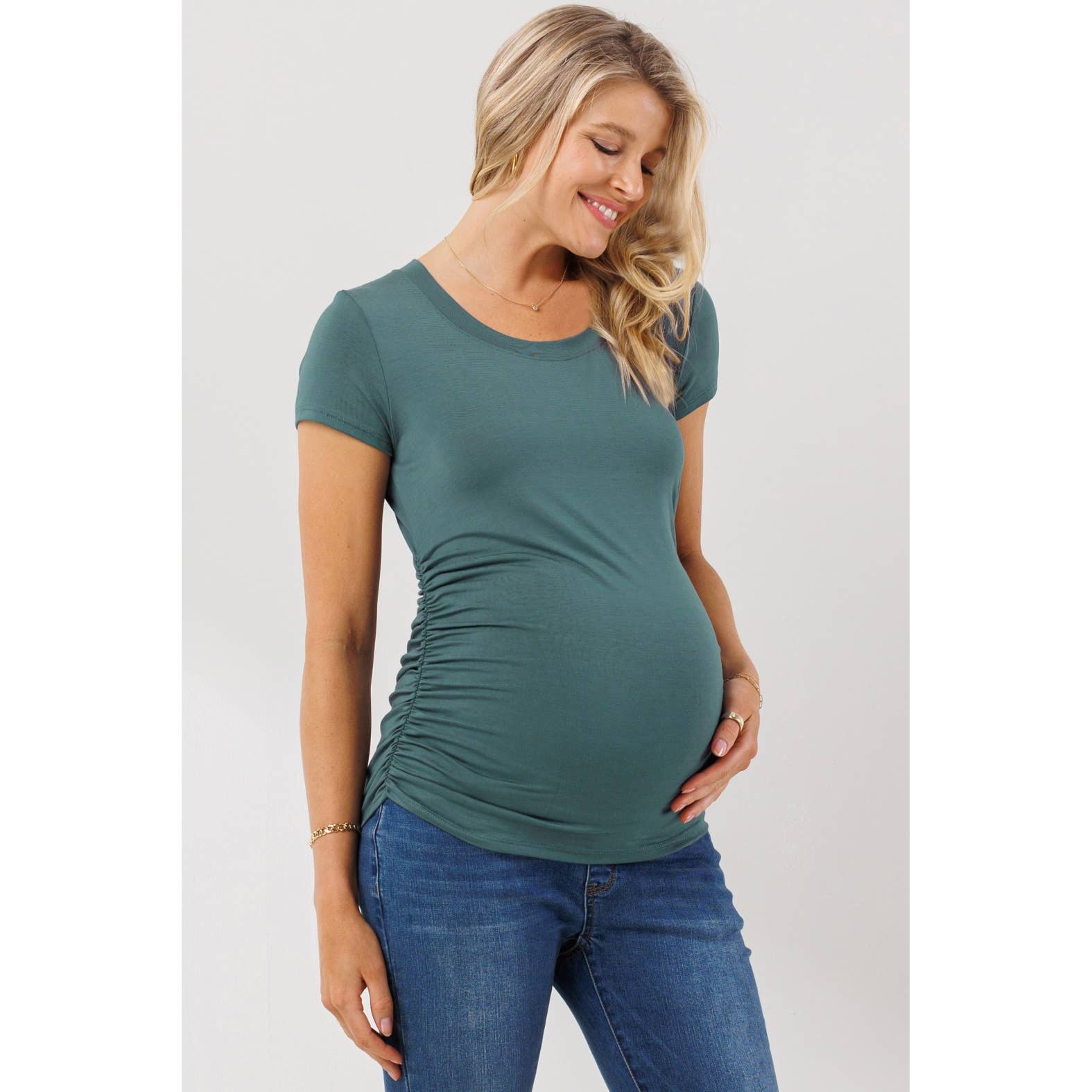 Ruched Short Sleeve Maternity T-Shirt