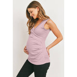 Ruched Surplice Maternity Nursing Tank Top