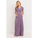 Surplice Maternity Nursing Short Sleeve Maxi Dress