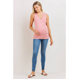 Ruched Surplice Maternity Nursing Tank Top