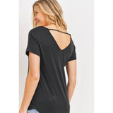 V-Neck Open Back Short Sleeve Maternity T-Shirt