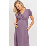 Surplice Maternity Nursing Short Sleeve Maxi Dress