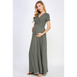 Surplice Maternity Nursing Short Sleeve Maxi Dress