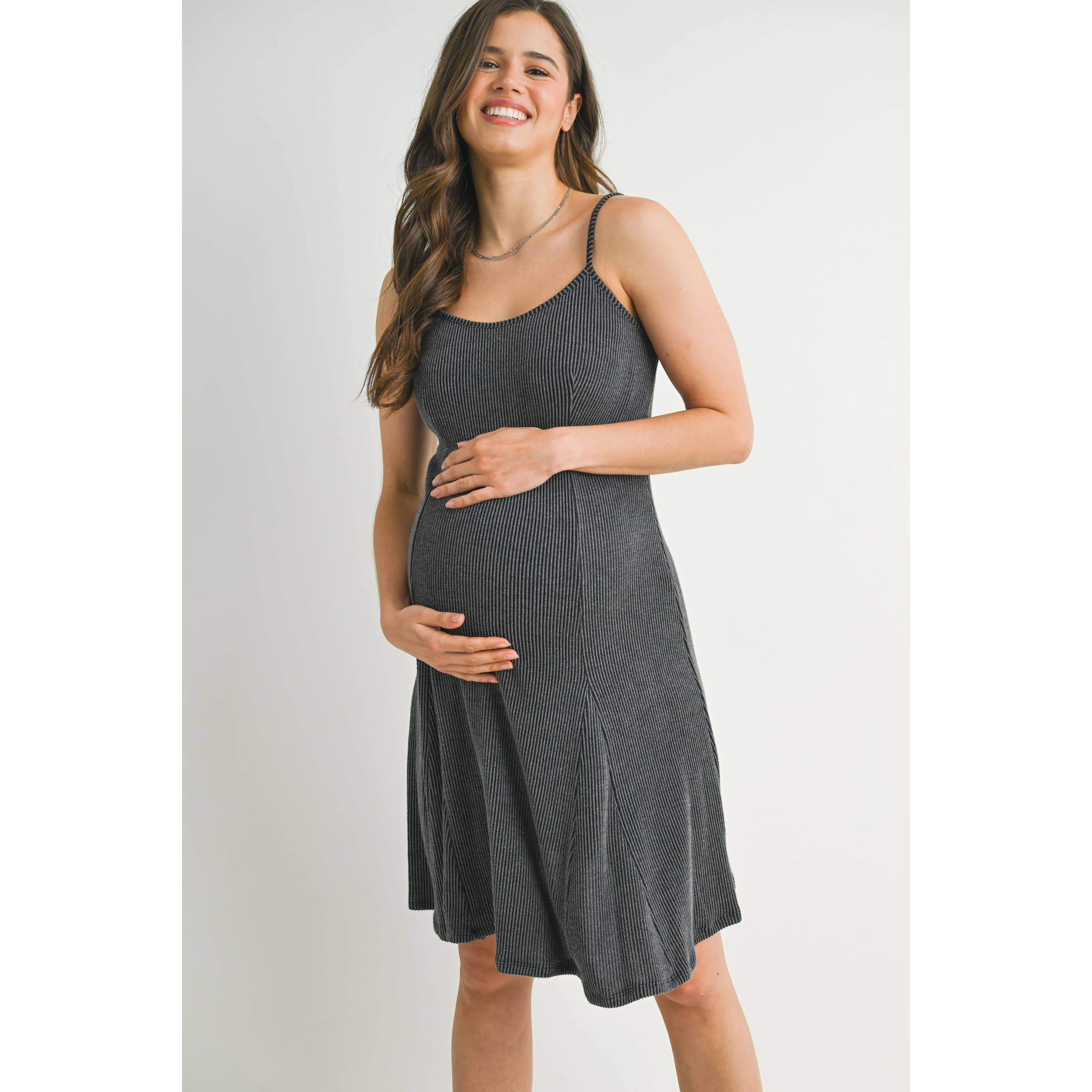Ribbed Sleeveless Maternity Skater Dress