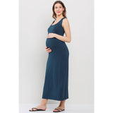 Scoop Neck Maternity Jersey Tank Top Maxi Dress