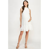 Mock Neck Swiss Dot Ruffled Maternity Dress