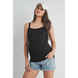 Ribbed Scoop Neck Maternity Solid Tank Top