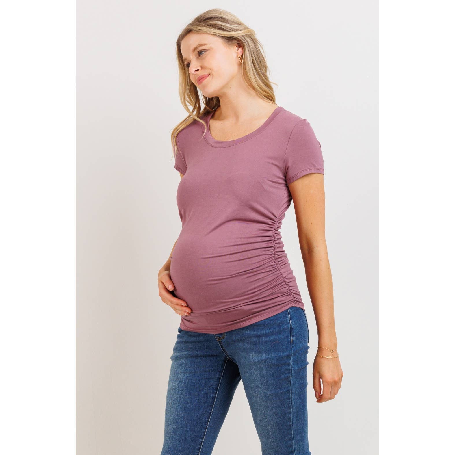 Ruched Short Sleeve Maternity T-Shirt