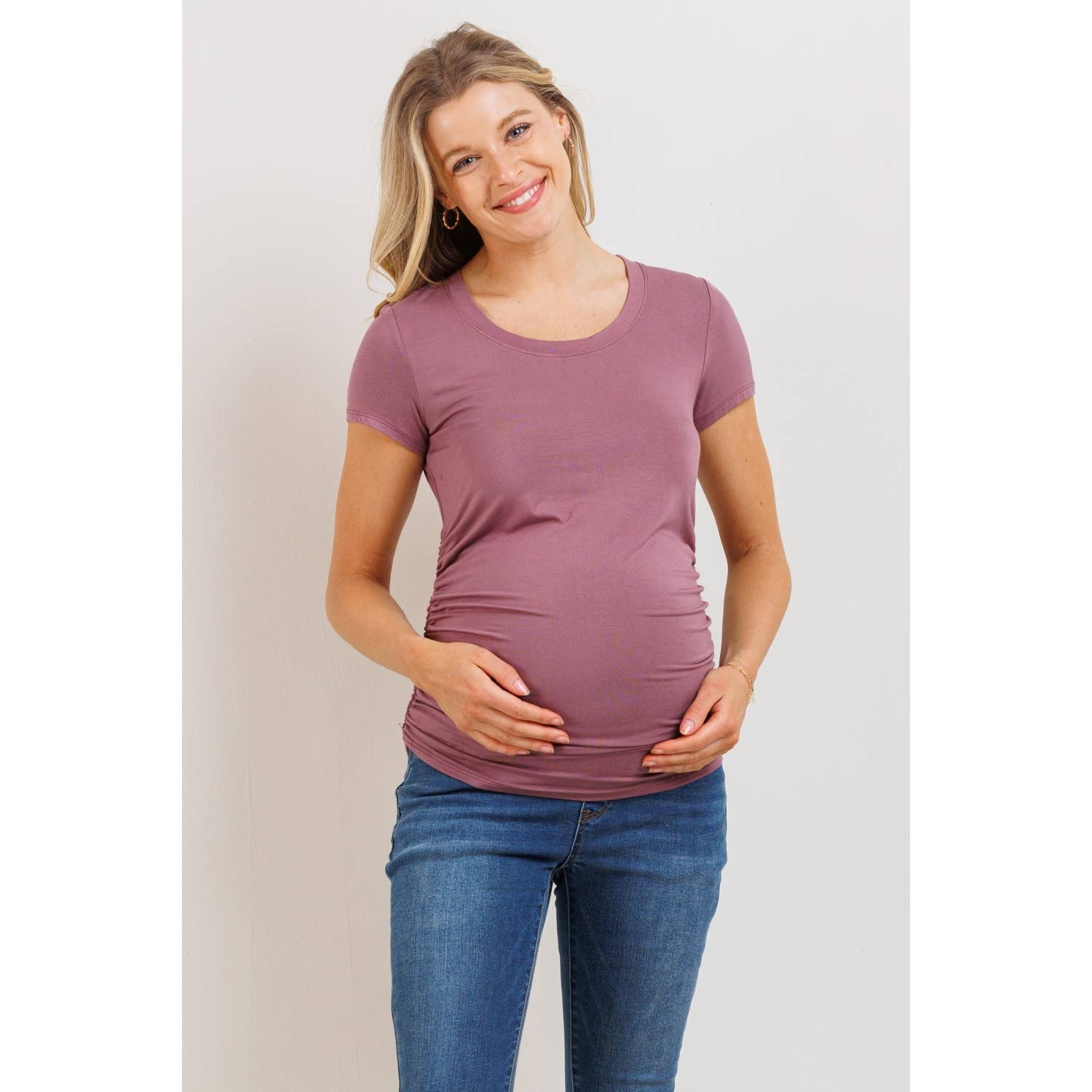 Ruched Short Sleeve Maternity T-Shirt