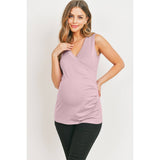 Ruched Surplice Maternity Nursing Tank Top