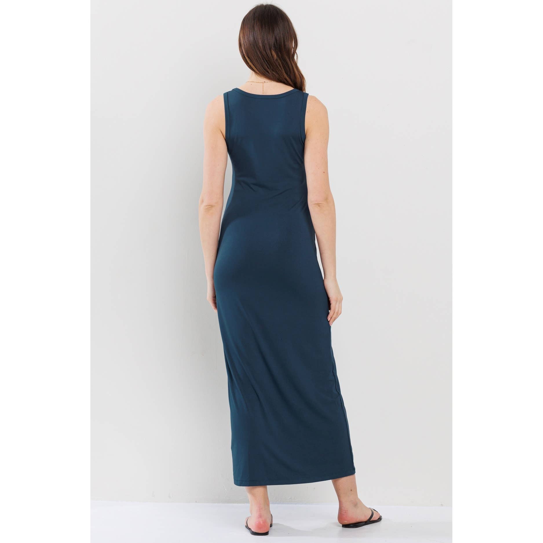 Scoop Neck Maternity Jersey Tank Top Maxi Dress