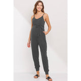 Sleeveless Belted Maternity Knit Jumpsuit