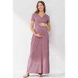 Surplice Maternity Nursing Short Sleeve Maxi Dress