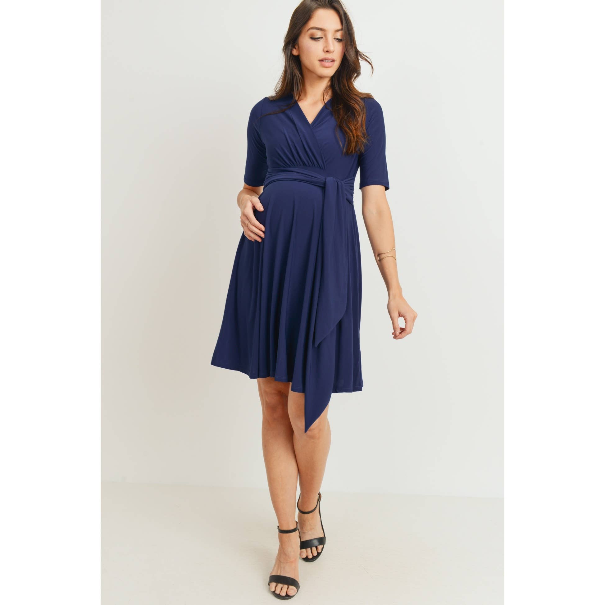 Surplice Side Tie Maternity Nursing Dress