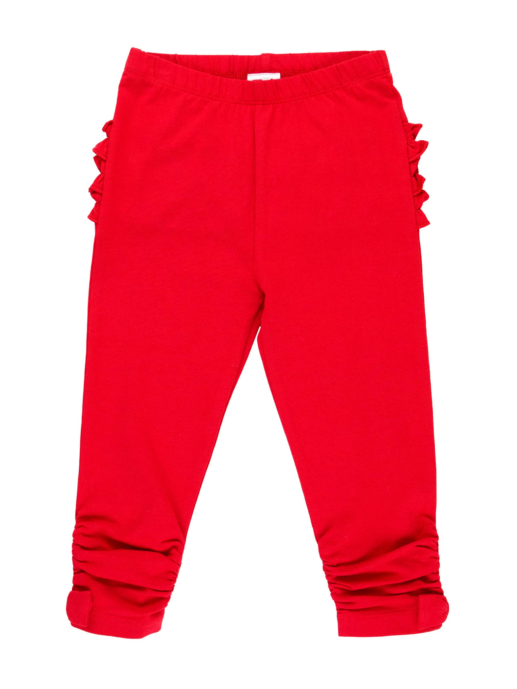 Baby Girls Red Ruched Bow Leggings
