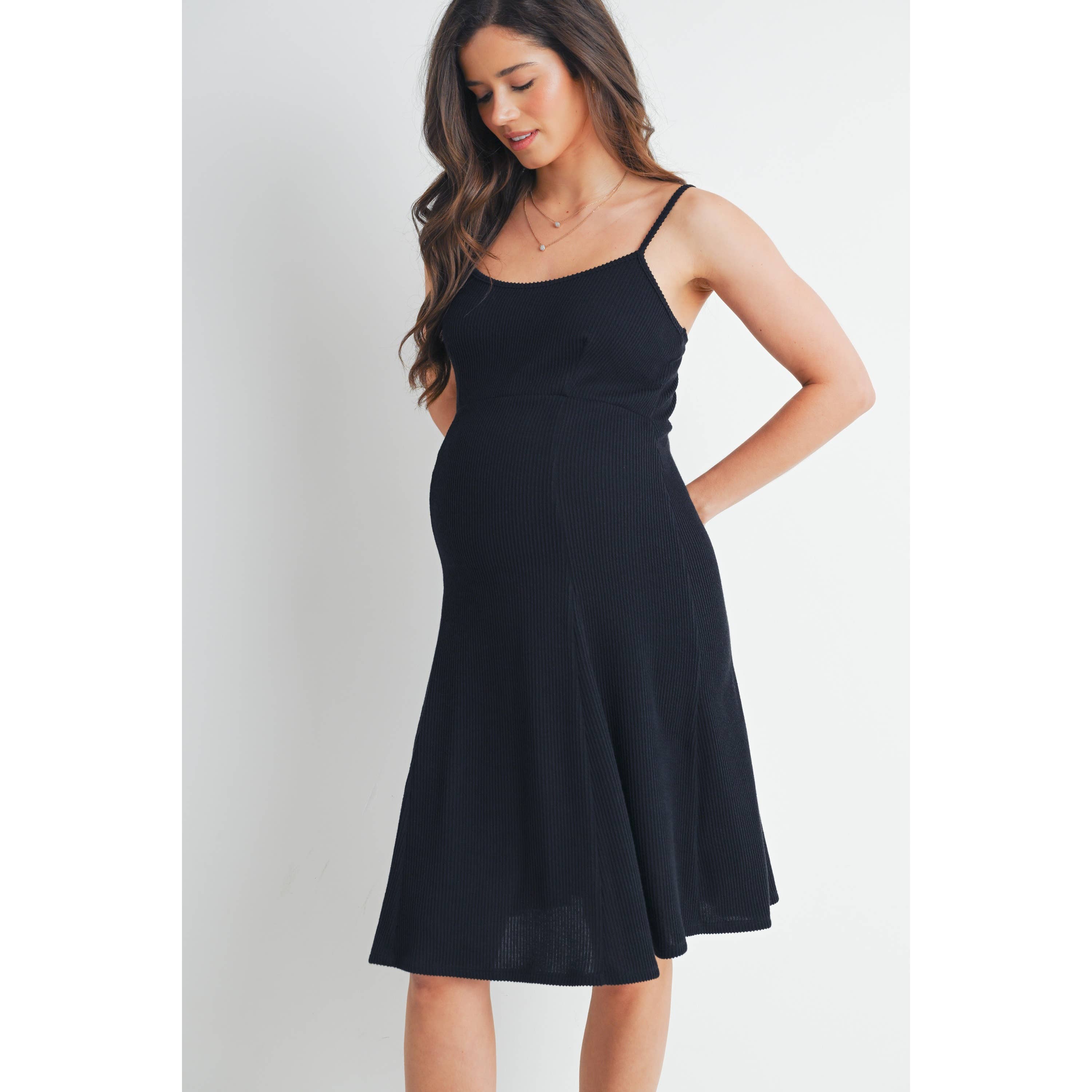 Ribbed Sleeveless Maternity Skater Dress
