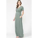 Surplice Maternity Nursing Short Sleeve Maxi Dress