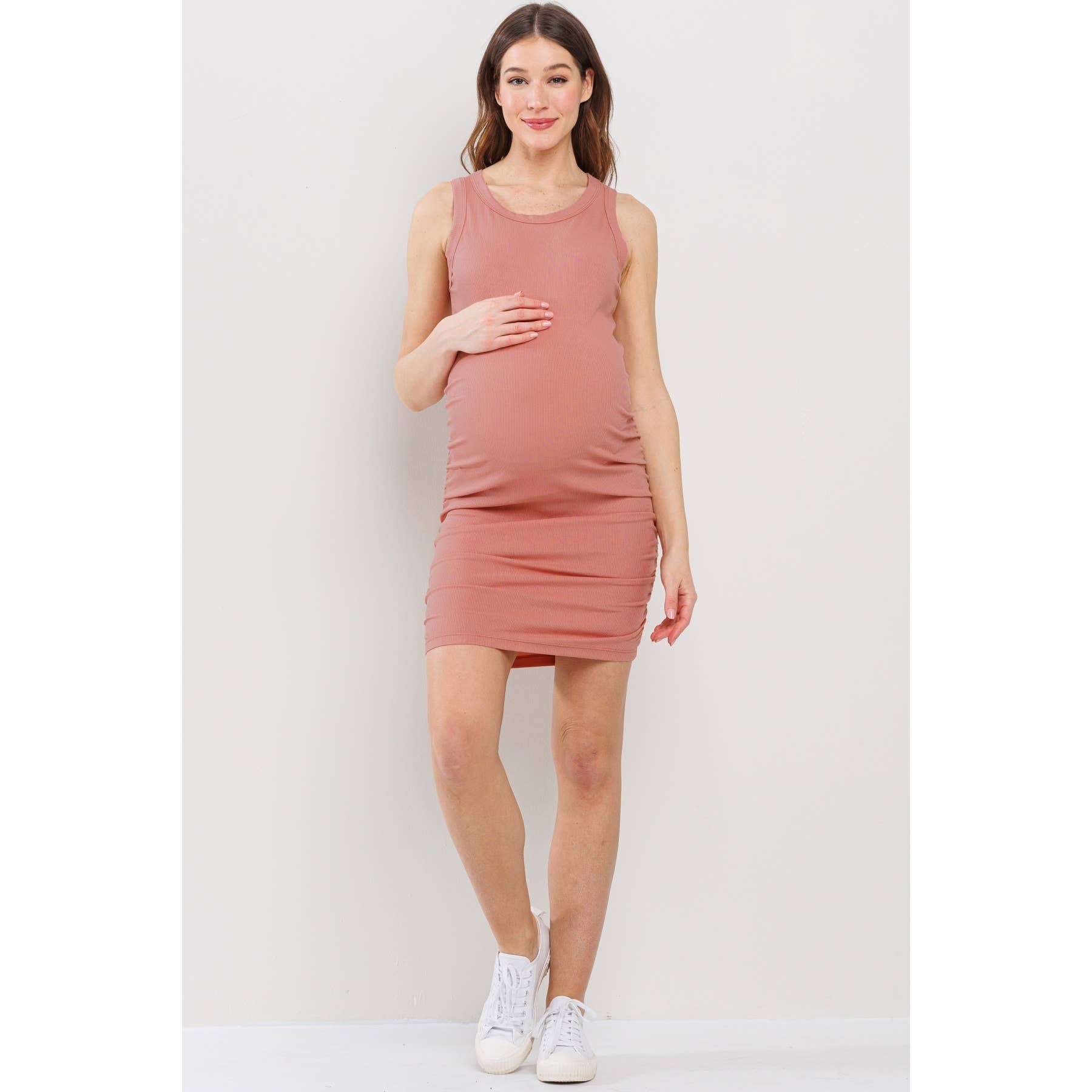 Ribbed Maternity Bodycon Tank Mini Dress
