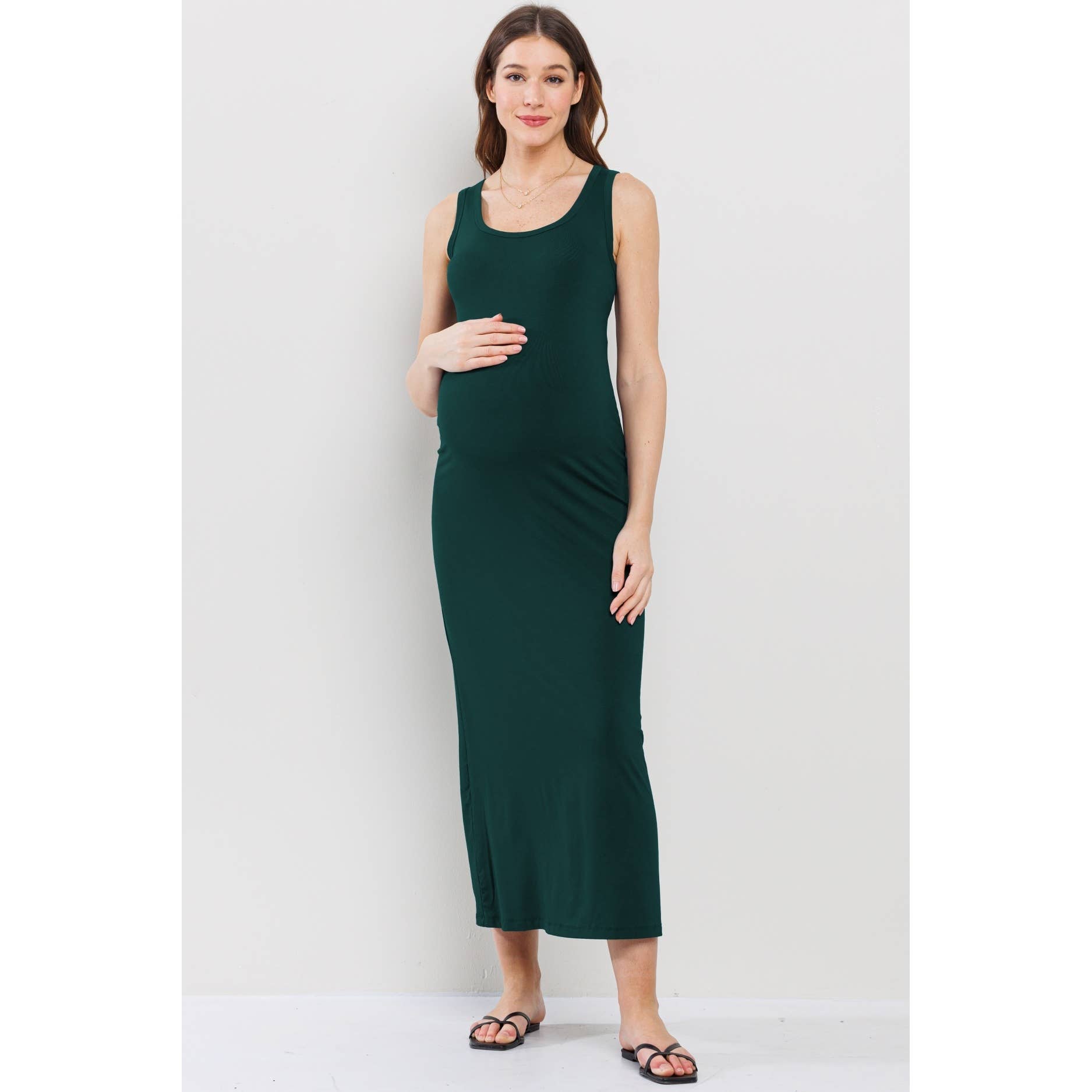 Scoop Neck Maternity Jersey Tank Top Maxi Dress