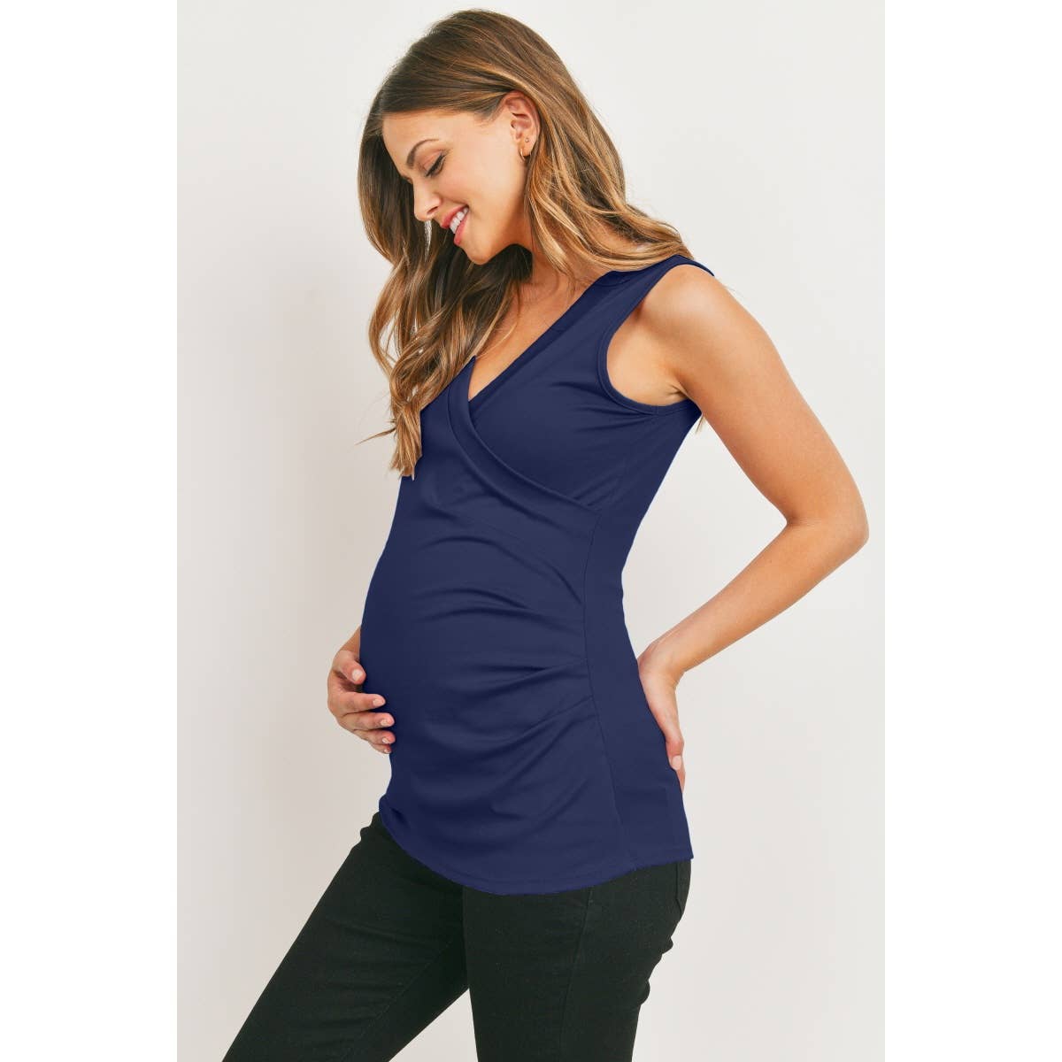 Ruched Surplice Maternity Nursing Tank Top