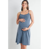 Ribbed Sleeveless Maternity Skater Dress