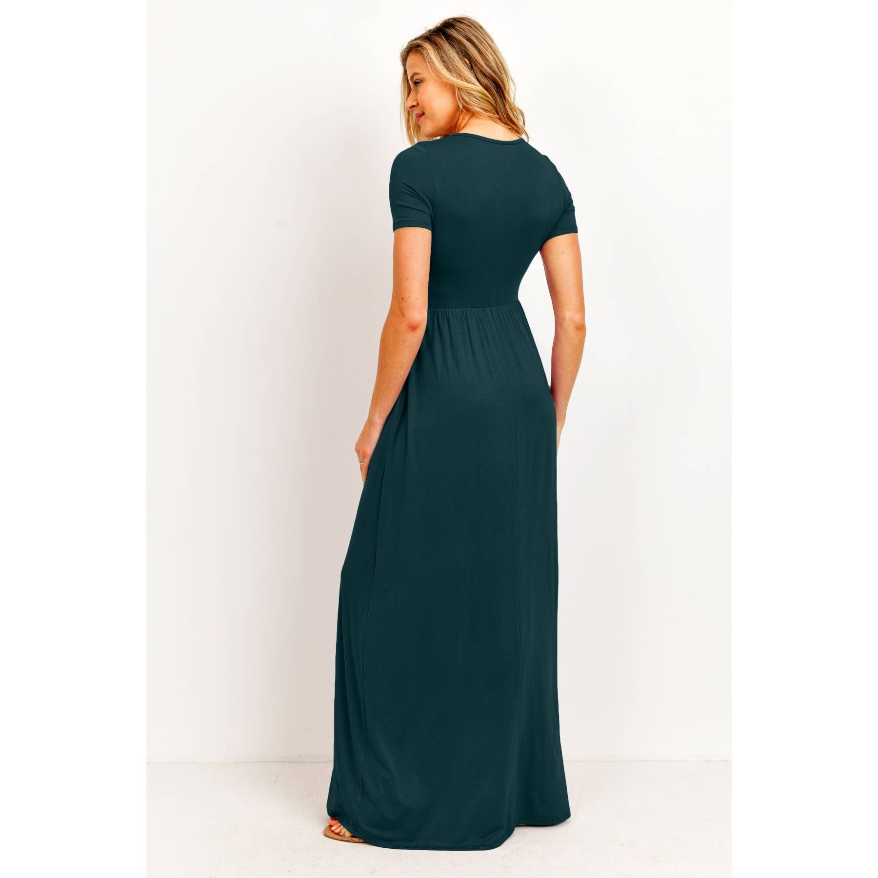 Surplice Maternity Nursing Short Sleeve Maxi Dress