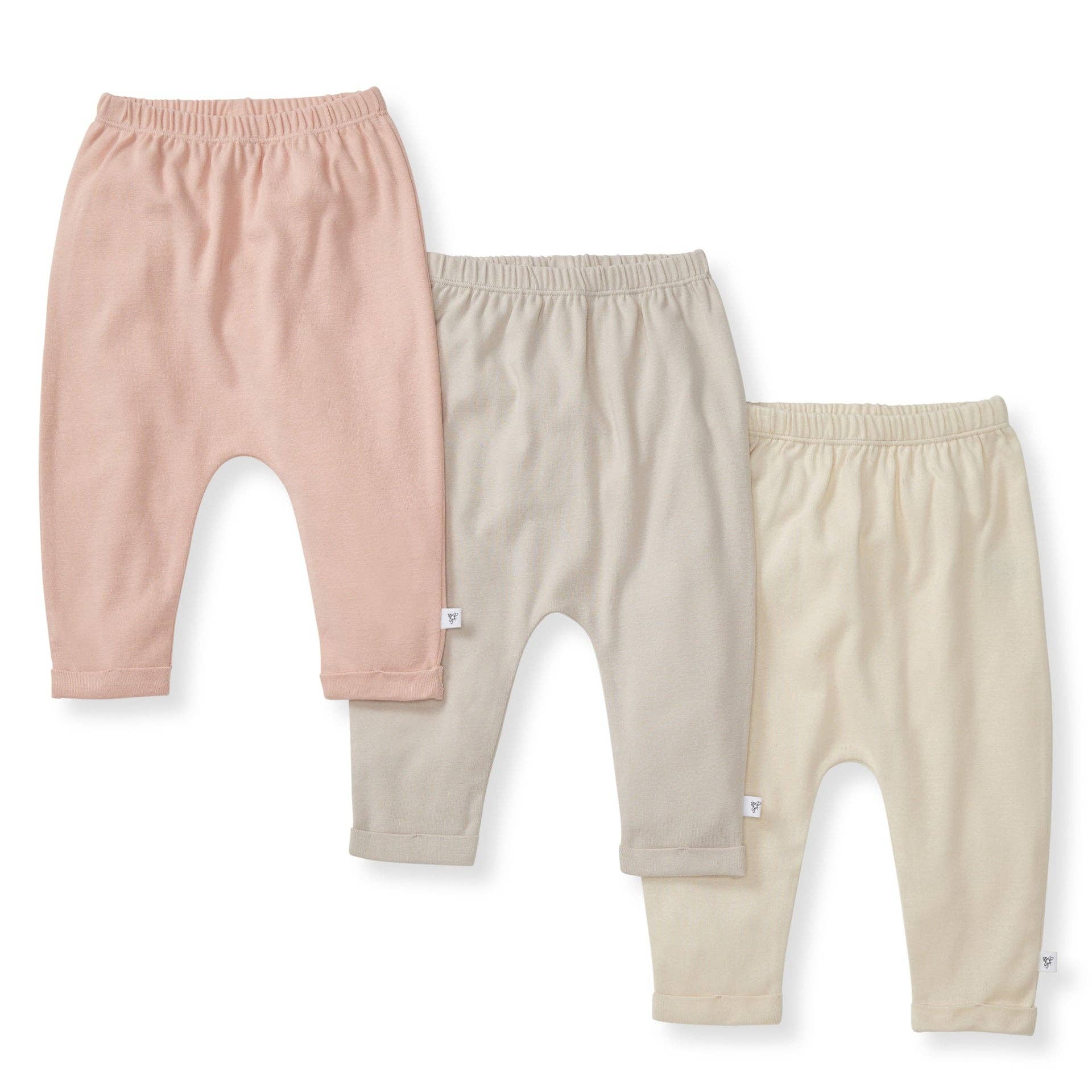 Solid Organic Cotton Baby Pants 3 Pack - Pink Sand