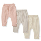 Solid Organic Cotton Baby Pants 3 Pack - Pink Sand