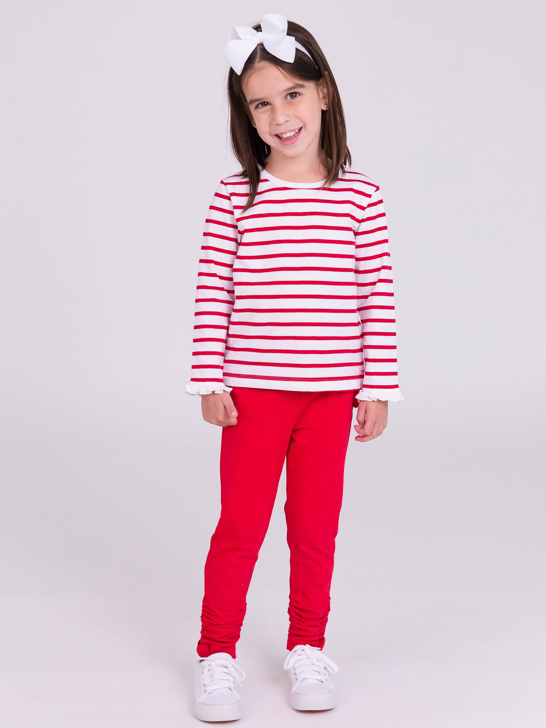 Baby Girls Red Ruched Bow Leggings