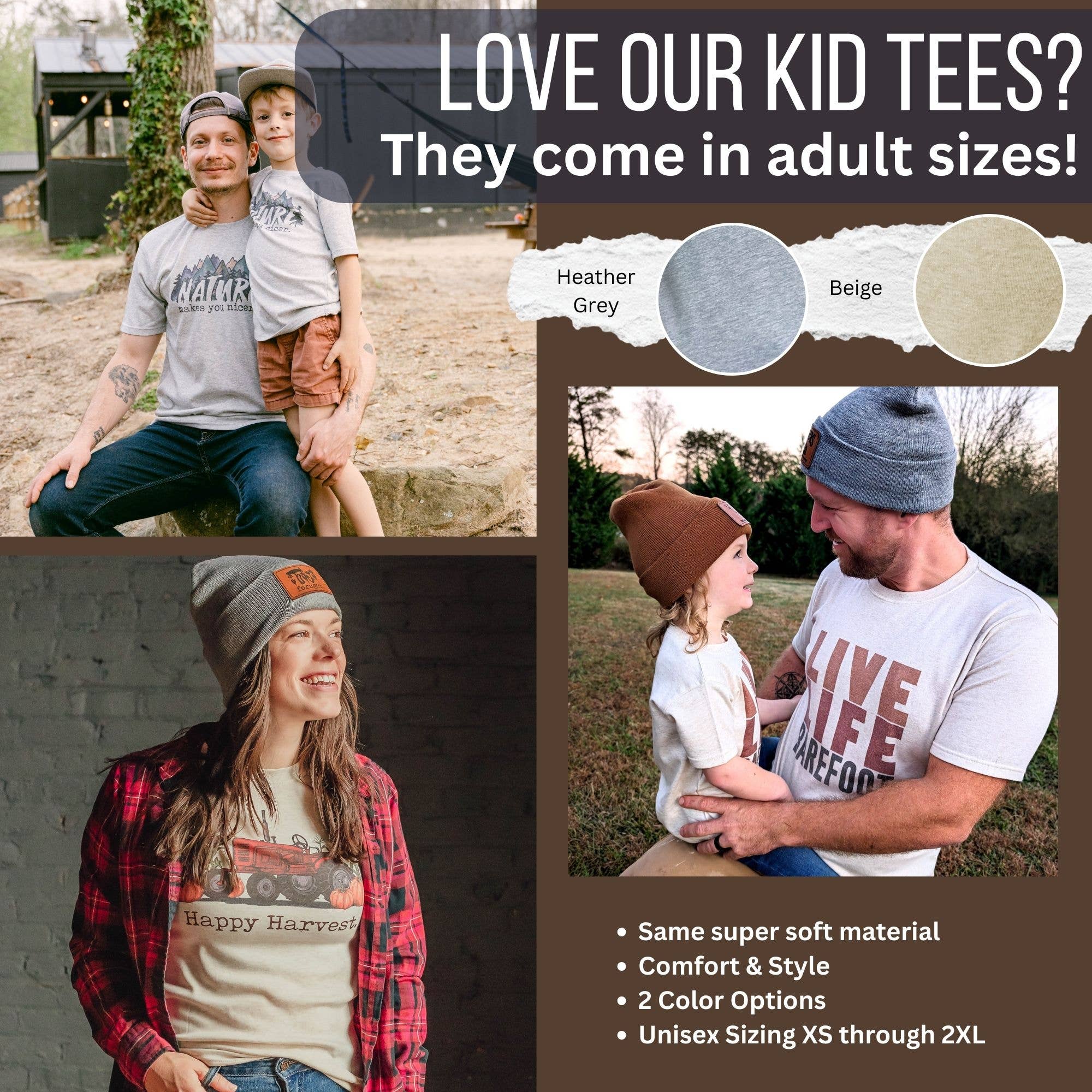 "Drive" Green Tractor Farm Kids & "Drive" Red Tractor Tee in Beige